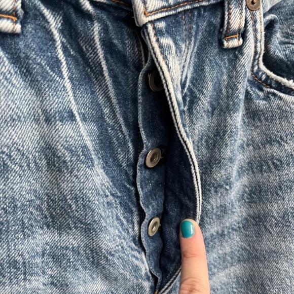 Rag & Bone Alex Jeans Womens 30 Blue High Rise Straight Denim Button Fly Raw Hem - Picture 2 of 12